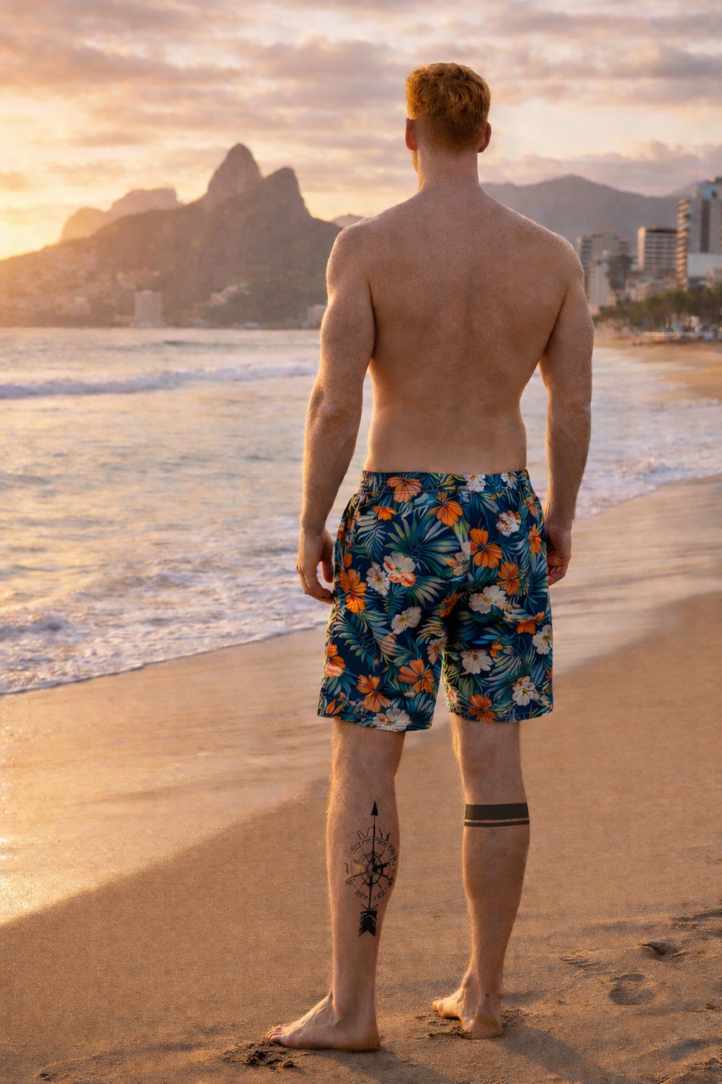 Lipe on the beach at sunset in Rio de Janeiro